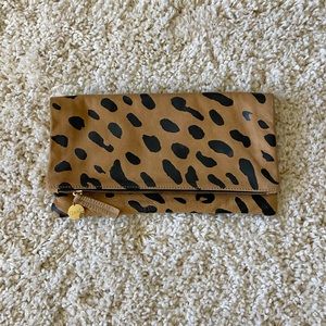 Clare V. Foldover Leopard Clutch